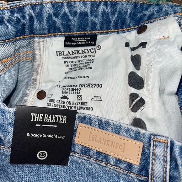 BLANK NYC Ankle Crop Jean Womens 25 Baxter High Rise Ripped Ribcage Straight Leg - Picture 13 of 14